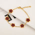 Adjustable Gold-Plated Stainless Steel Plant Flower Bracelet for Women – Trendy Clover Design with Five Leaf Petals, Waterproof & Anti-Allergic Jewelry Gift